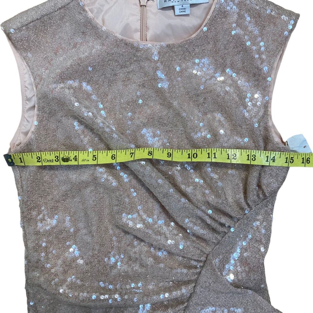Kay Unger Size 4 Carla Shirred Sequin Dress Drape Light Pink Evening Gown NWOT - Picture 6 of 10